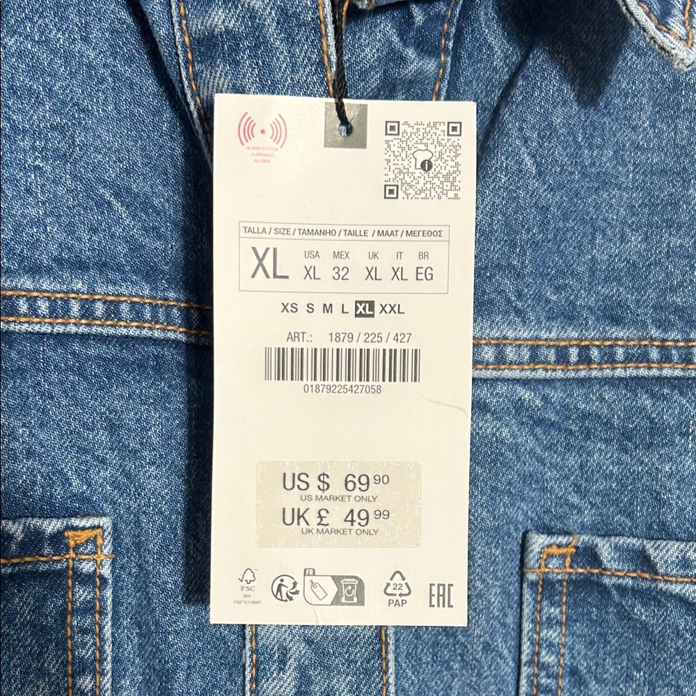 Zara Blue Denim Button-Front Dress XL - Picture 5 of 7